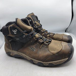 KEEN Steens Mens 13 Mid Hiking Boots Brown Leather Waterproof Casual 1022327